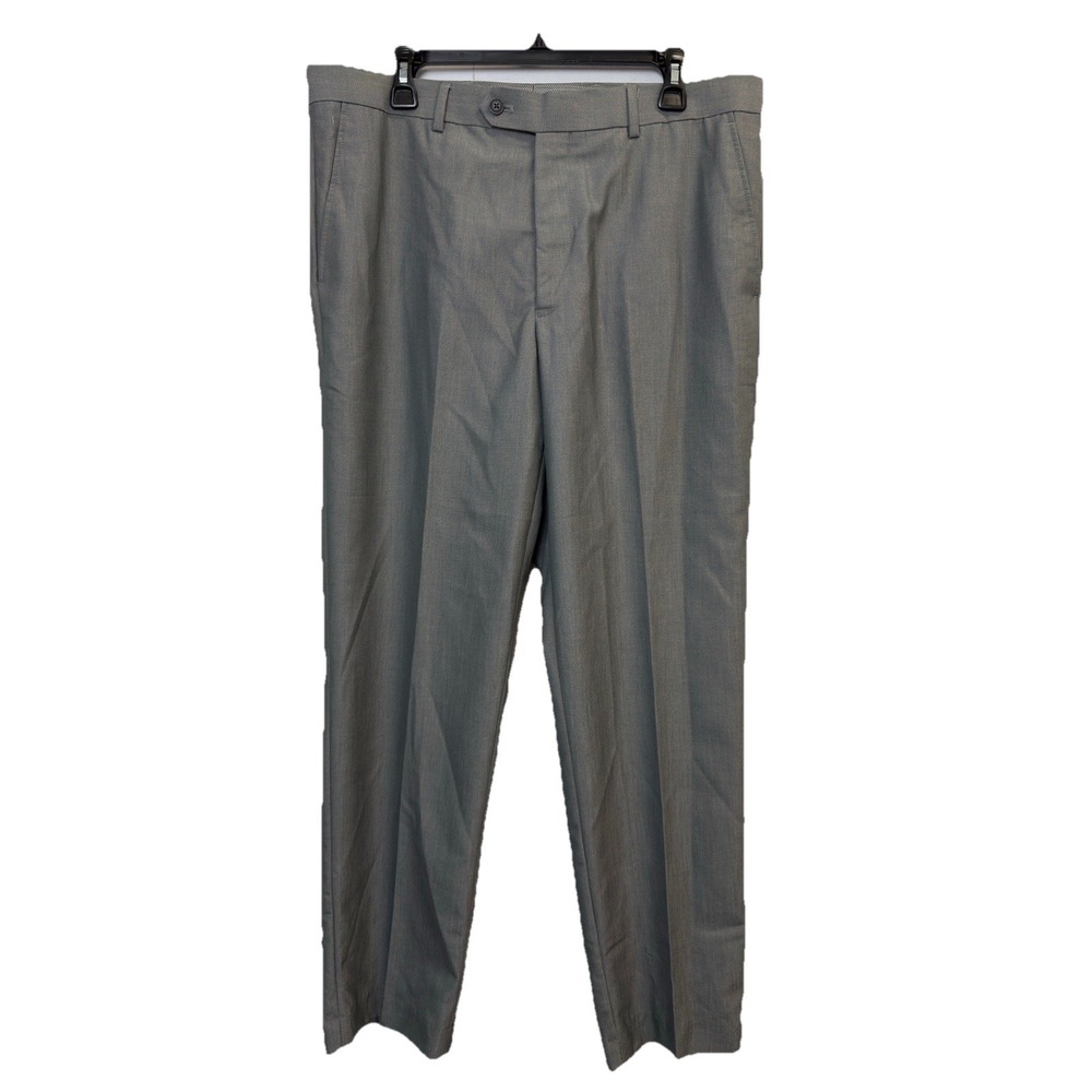 Madison Dress Pants‎ Mens 36X32 Modern Fit Chambray Grey Trousers